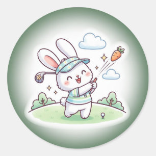 Süße Kawaii-Hasen-Golfer-Sportart Runder Aufkleber