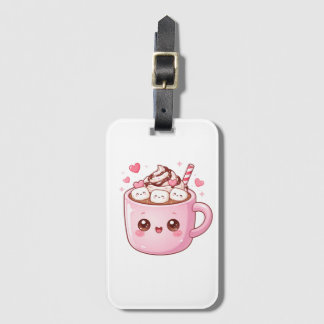 Süße Kawaii-Heiße-Schokolade-Tasse mit Marshmallow Gepäckanhänger