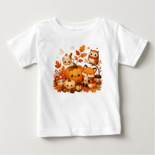 Süße Kawaii Herbst-Kürbis-Fuchs-Eule Herbsttiere Baby T-shirt