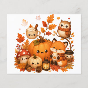 Süße Kawaii Herbst-Kürbis-Fuchs-Eule Herbsttiere Flyer
