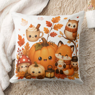 Süße Kawaii Herbst-Kürbis-Fuchs-Eule Herbsttiere Kissen