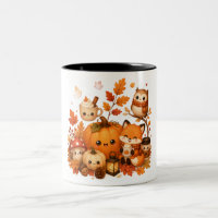 Süße Kawaii Herbst-Kürbis-Fuchs-Eule Herbsttiere