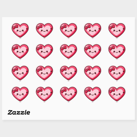 Süße Kawaii-Herz-Valentinsticker Herz-Aufkleber (Blatt)