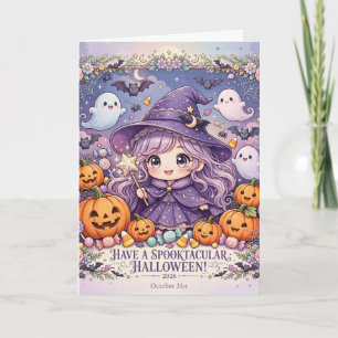 Süße Kawaii Hexe Gruseliger Saison 2026 Halloween Karte