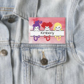 Süße Kawaii Hexen-Schwestern Katzen Name Monogramm Button (Insitu)