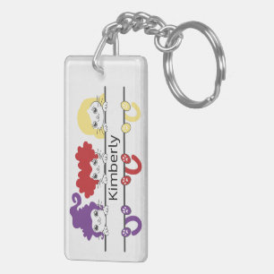 Süße Kawaii-Hexen-Schwestern-Katzen-Name Monogramm Schlüsselanhänger