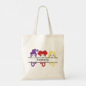 Süße Kawaii-Hexen-Schwestern-Katzen-Name-Monogramm Tragetasche (Rückseite)