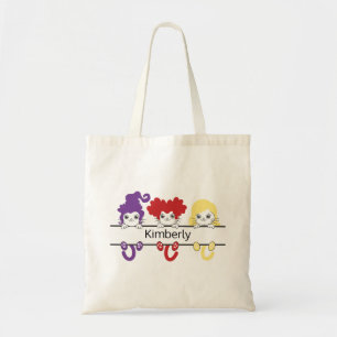 Süße Kawaii-Hexen-Schwestern-Katzen-Name-Monogramm Tragetasche