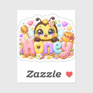 Süße Kawaii Honigbiene Name Pastellrosa Funkelnd B Aufkleber
