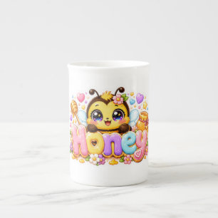 Süße Kawaii Honigbiene Name Pastellrosa Funkelnd B Porzellantasse
