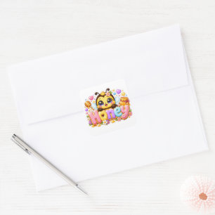 Süße Kawaii Honigbiene Name Pastellrosa Funkelnd B Quadratischer Aufkleber