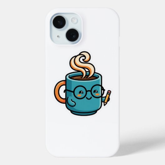 Süße Kawaii-Kaffeetasse mit Lesebrille Sticker Case-Mate iPhone Hülle (Rückseite)