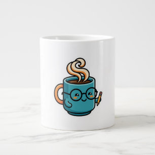Süße Kawaii-Kaffeetasse mit Lesebrille Sticker Jumbo-Tasse