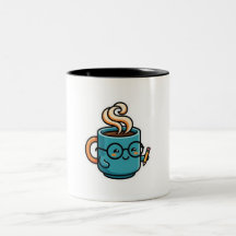 Süße Kawaii-Kaffeetasse mit Lesebrille Sticker