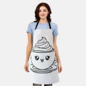 Süße Kawaii-Kaffeetassen-Illustration Schürze (Getragen)