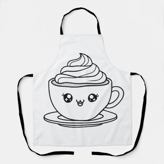 Süße Kawaii-Kaffeetassen-Illustration Schürze (Vorderseite)