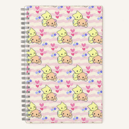 Süße Kawaii-Kätzchen-Muster Rosa Spiralblock Notizblock