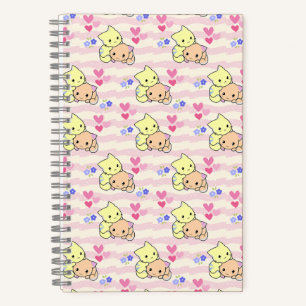 Süße Kawaii-Kätzchen-Muster Rosa Spiralblock Notizblock