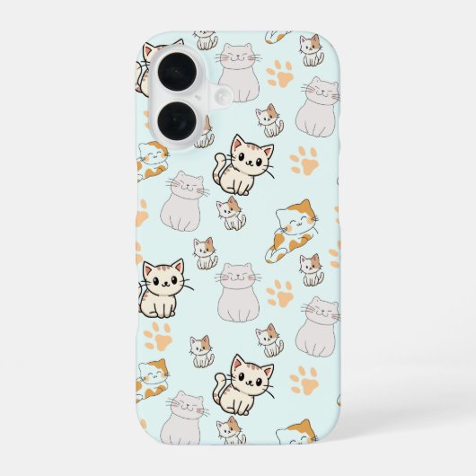 Süße Kawaii-Kätzchen & Pfoten iPhone 16 Hülle (Rückseite)