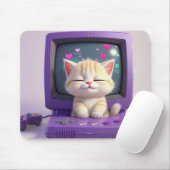 Süße Kawaii-Kätzchen Retro-Computermauspad Mousepad (Mit Mouse)