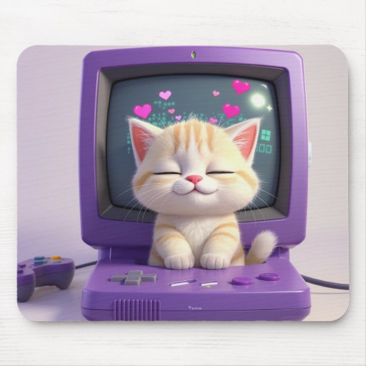 Süße Kawaii-Kätzchen Retro-Computermauspad Mousepad (Vorne)