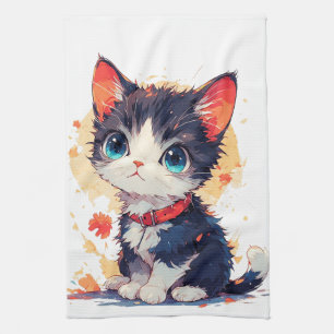 Süße Kawaii-Katze für Katzenliebhaber Geschirrtuch