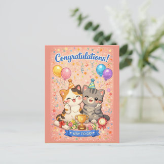 Süße Kawaii-Katze Gratulationskarte Party Kätzchen Feiertagspostkarte