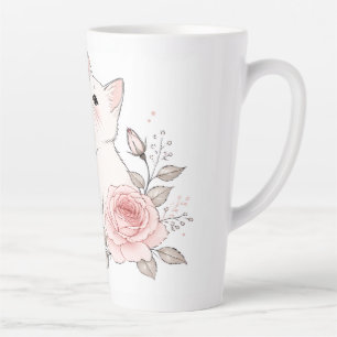 Süße Kawaii-Katze "Hübsch aber wild" Floraler Kaff Milchtasse