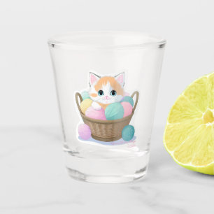 Süße kawaii-Katze in der Küche Schnapsglas