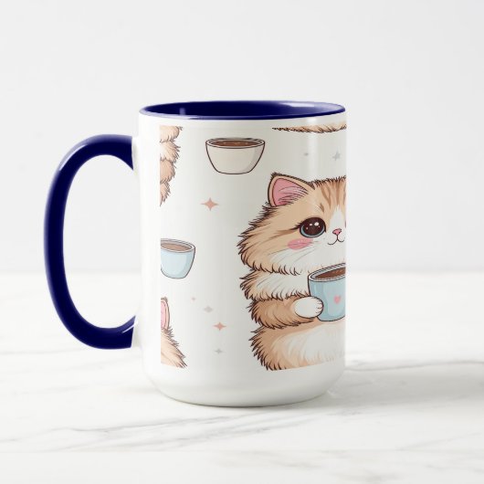 Süße Kawaii Katze Kaffeetasse - Katzenliebhaber Ge (Links)