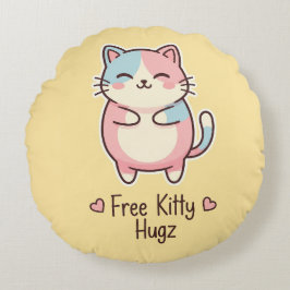 Süße Kawaii-Katze Kostenlose Hundeumarmungen Paste Rundes Kissen