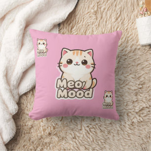 Süße Kawaii-Katze Miaut Stimmung Rosa Wurf Kissen