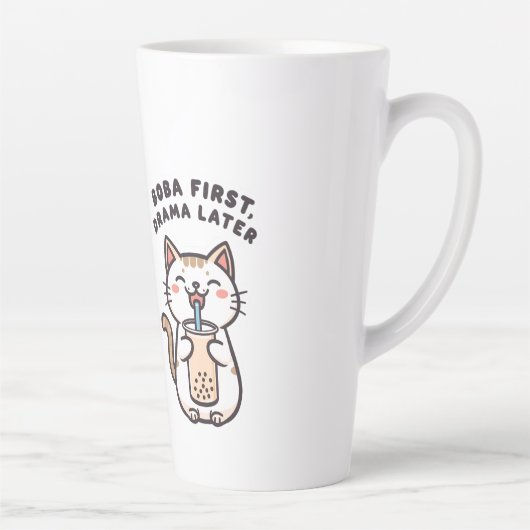 Süße Kawaii-Katze trinkt Bubble Tea Milchtasse (Rechts)