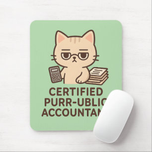 Süße Kawaii-Katze Zertifizierter Buchhalter Lustig Mousepad