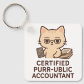 Süße Kawaii-Katze Zertifizierter Buchhalter Lustig Schlüsselanhänger (Vorderseite)