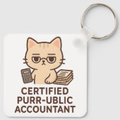 Süße Kawaii-Katze Zertifizierter Buchhalter Lustig Schlüsselanhänger (Rückseite)