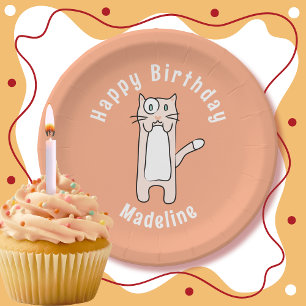 Süße Kawaii-Katzen-Cartoon-personalisierte lustige Pappteller