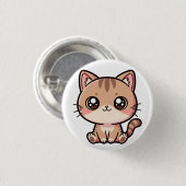 Süße Kawaii-Katzen-Chibi-Illustration Button (Vorne & Hinten)