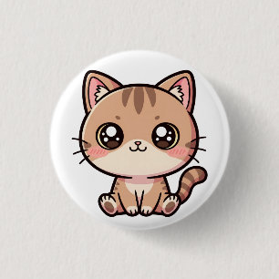 Süße Kawaii-Katzen-Chibi-Illustration Button