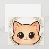 Süße Kawaii-Katzen-Gesichtseinladung Einladung (Vorne/Hinten)