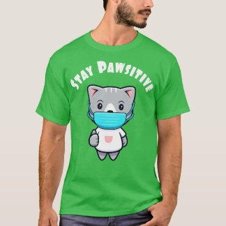 Süße Kawaii-Katzen-Gesichtsmaske Pawsitive Kitty T-Shirt