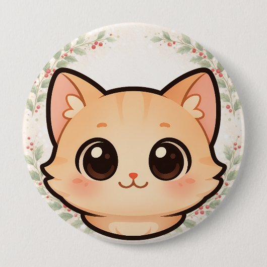 Süße Kawaii-Katzen-Gesichtstaste Button (Vorderseite)