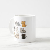 Süße Kawaii Katzen Kätzchen Weiße Kaffeetasse (Vorderseite Links)