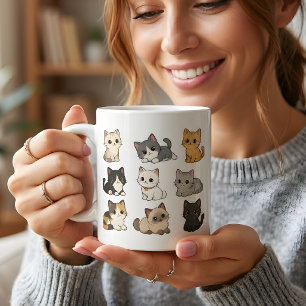 Süße Kawaii Katzen Kätzchen Weiße Kaffeetasse