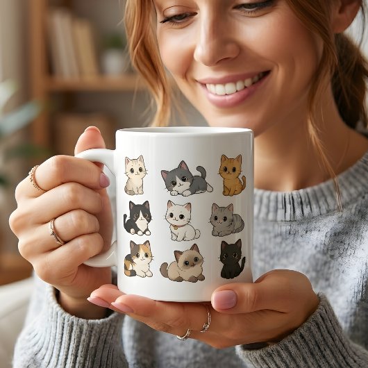 Süße Kawaii Katzen Kätzchen Weiße Kaffeetasse