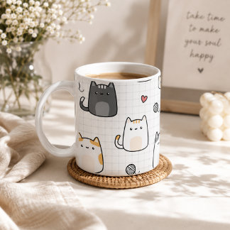 Süße Kawaii-Katzen-Muster-Kaffeetasse Kaffeetasse