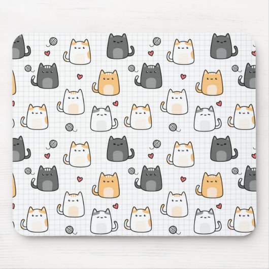 Süße Kawaii-Katzen-Muster-Mauspad Mousepad (Vorne)