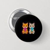 Süße Kawaii Katzen Neko 67 Drip Meme Lustig Sechs Button (Vorne & Hinten)