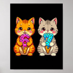 Süße Kawaii Katzen Neko 67 Drip Meme Lustig Sechs Poster