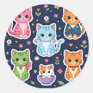 Süße Kawaii Katzen Neko Lustige Kätzchen Katzenlie Runder Aufkleber